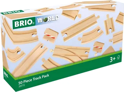 Produktbild von BRIO World 33772 Großes Schienensortiment 50 Teile - Schienen Set für die BRIO Eisenbahn - Kleinkindspielzeug empfohlen für Kinder ab 3 Jahren