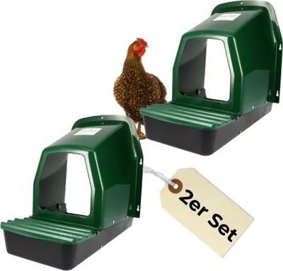 Produktbild von 2er Set Legenester für Hühner mit Abrollnest Hühnernest Legenest Eierbox Geflügel Brutnest Kunststoff Wandmontage Legebox Hühnerstall Zubehör