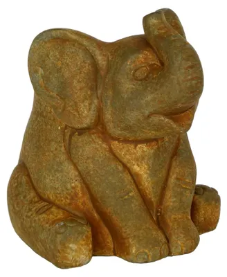 Produktbild von Pflanzgefäß Elefant aus Zement, für Innen- und Außenbereich, mit Ablaufloch, klein, Rostbraun, 16,5 cm