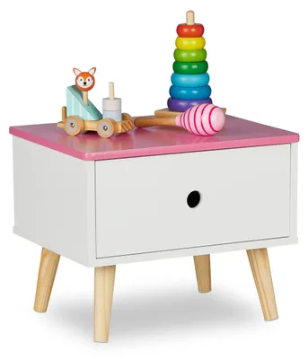 Produktbild von Holz-Nachttisch für Kinder mit Schublade und Retro-Design