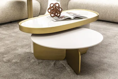 Immagine prodotto di Tavolino da salotto Tavolino da caffè Tavolino moderno in Vetroceramica 2 pezzi.