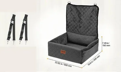 Immagine prodotto di Seggiolino per auto per cani - Impermeabile - Con cintura di sicurezza - Per cani fino a 18 kg - 60 x 50 x 19 cm - Nero