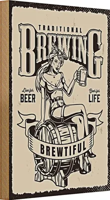 Produktbild von Holzschild Spruch Traditional Brewing live for Beer 20x30cm