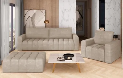 Produktbild von Lazaro Polstergarnitur 3-teilig Beige (Webstoff)