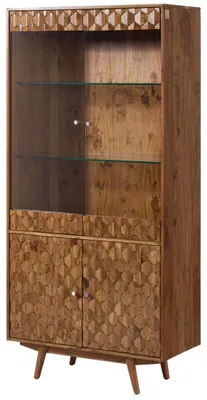 Produktbild von MASSIVMOEBEL24.DE Vitrine Akazie 90x42x190 Akazie natur lackiert MOSAYK #114