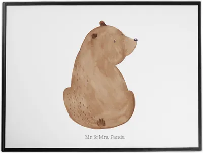 Produktbild von Mr. & Mrs. Panda malmatte Bär Schulterblick - Weiß - Geschenk, Teddy, schreibtischunterlagen, Weltansicht, Selbstachtung, tischauflagen, Schreibunterlage, Bären, Weisheit