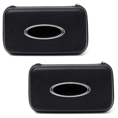 Produktbild von Taschentuchhalter fürs Auto, Taschentuchhalter für die Sonnenblende, Taschentuchbox-Halter aus Kunstleder für den Rücksitz – Schwarz (2er-Pack)