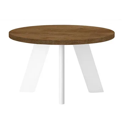 Zdjęcie produktu dla Stolik kawowy LEX o średnicy 60 cm, minimalistyczny i ponadczasowy - dąb Lefkas / biały
