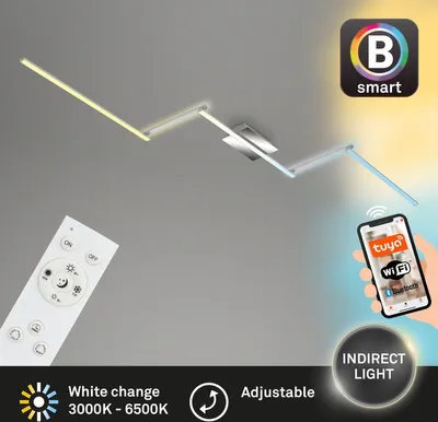 Produktbild von Briloner STAFF S LED Deckenleuchte B-Smart CCT dimmbar 6W Alu-Chrom steuerbare Lichtfarbe App+Fernbedienung
