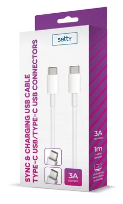 Produktbild von SETTY USB-C Kabel 1m 3A (GSM106098) weiß