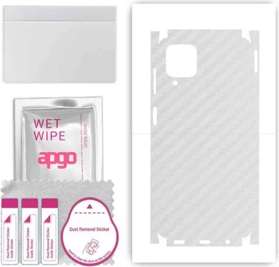 Produktbild von apgo Rückseite + Seiten Schutzfolie, Skin, kompatibel mit Samsung Galaxy F12, Hinten Displayschutzfolie aus Vinylfolie, kratzfest, einfache Montage - Transparenter Kohlenstoff