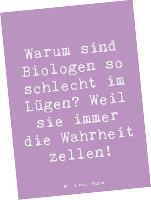 Produktbild von Mr. & Mrs. Panda Postkarte Spruch Biologin Wahrheit - Lavendeltraum - Geschenk, Berufsgestaltung, Humor, einzelkarte, Grußkarte, Fotokarte, Geschenke für Berufstätige