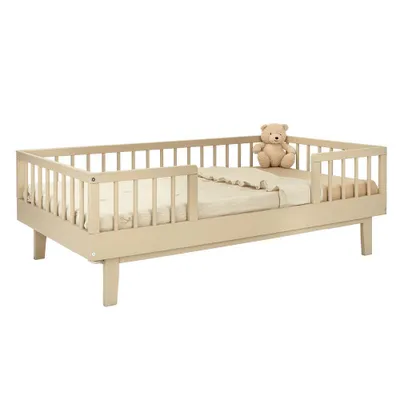 Productafbeelding van Novi Juliette kinderbed, 70x140 cm, beige, hout, inclusief lattenbodem, hoge beschermingsrelingen, geschikt vanaf ongeveer 18 maanden tot 4 jaar