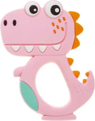 Produktbild von Beißring aus Silikon - Dino Pink / Bocioland