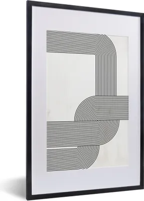 Produktbild von MuchoWow® Gerahmtes Poster Kunst - Minimalismus - Schwarz - Weiß 40x60 cm - Poster mit Schwarzem Bilderrahmen Wandposter Rahmen Foto Bilder - Poster in Rahmen