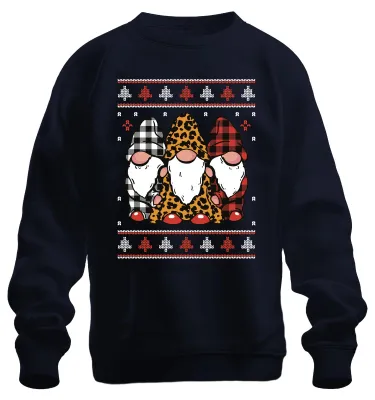 Produktbild von Weihnachtsgnome Wichtel Elfen Kariert - Ugly Christmas Sweatshirt Pullover, Navy, 3XL