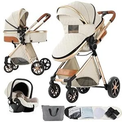 Produktbild von Babywagen, 3-in-1 Reisesystem, faltbares Design, YV9-WEISS