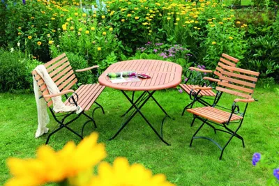 Produktbild von Merxx 4tlg. Schlossgarten Gartenmöbelset - 2 Sessel, 1 Bank, 1 Tisch - Farbe: braun - Maße: Sessel: 60x57x85 Bank: 58x125x85 Tisch: 140x90x74; 2x 24241-217 +  1x 24243-217  +  1x 24242-217