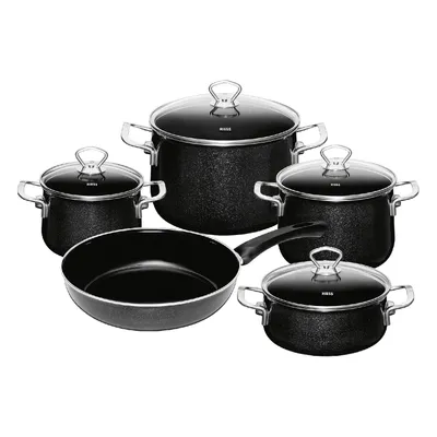 Produktbild von RIESS Topfset Black Magic Emaille, schwarz, 5-teilig (1 Set)