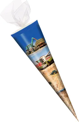 Produktbild von Schultüte / Zuckertüte / 35cm / rund / Tüllverschluss / "Landmaschinen"