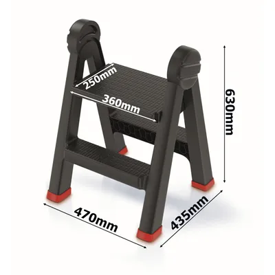 Zdjęcie produktu dla Drabina składana Drabina szczeblowa Antypoślizgowa do 150 kg Dwustronnie składany stopień 2 stopnie Czarna mała dwustronnie składana drabina Wyposażenie warsztatu