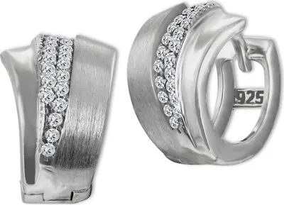 Image de SilberDream blanc Boucles d'oreilles éventail Zirconia Femme 925 Argent Créoles SDO4368W