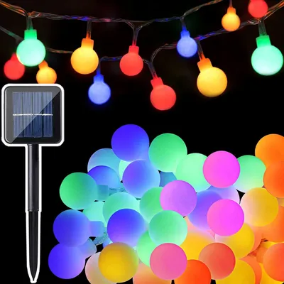 Solar-Lichterkette 50 LED, 7 m, 8 Modi, IP65, mehrfarbig
