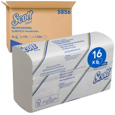 Produktbild von Papierhandtuch Slimfold 5856 1-lagig 29,5x19cm weiß 1.760 Blatt.