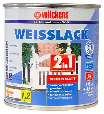 Produktbild von Wilckens Weisslack 2in1 seidenmatt 0,375l 12491100030