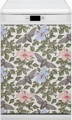 Produktbild von Küche Dekorative Magnete  Magnet Folie für Geschirrspüler 45x80 cm   - Schmetterlinge und Blumen