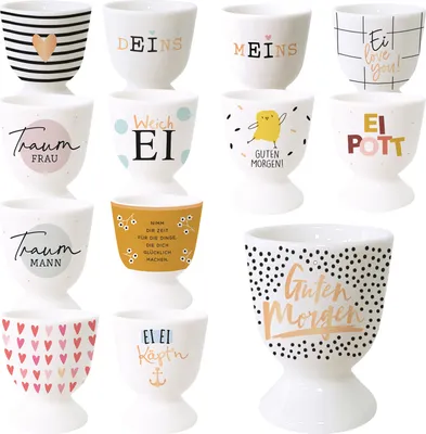 Produktbild von LS-LebenStil Echt-Gold Eierbecher Spruch "Guten Morgen" edle Gute Laune Eibecher Eierhalter Eihalter Deko Frühstückstisch Geschenk Hochzeit Verlobung