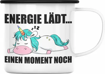 Produktbild von Trendation - Einhorn Emaille Tasse mit Spruch Geschenk Arbeitskollege Kollege Emaille Emaille Tasse Frauen (Schwarz)