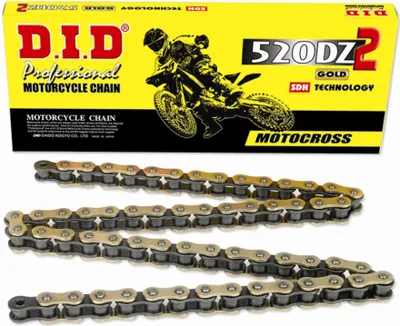 Productafbeelding van DID 520DZ2G&B-118 gouden ketting (118 schakels) zonder O-ringen (open + sluitring)