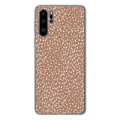 Produktbild von MuchoWow® Handyhülle Schutzhülle Hülle für Huawei P30 Pro Polka dots - Weiß - Braun Silikon Softcase Handy Hülle - Schutzdeckel