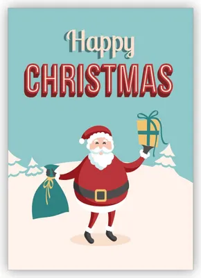 Produktbild von Nette Retro Weihnachtskarte mit Santa: Happy Christmas