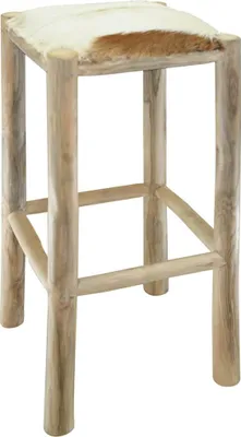Produktbild von vidaXL Barhocker Ziegenleder und Teak Massivholz