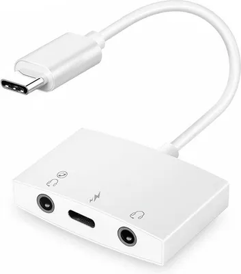 Produktbild von USB-C Adapter 3in1 auf 2x 3,5mm Klinke mit Schnellladefunktion