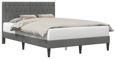 Immagine prodotto di vidaXL Struttura letto con testiera Grigio scuro 120 x 200 cm Velluto