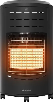 Produktbild von Auronic Mobiler Gasofen - mit Rollen - bis 60 m² - 4200W Gasheizung - Inklusive Gasdruckregler und Gasschlauch - Inklusive Schutzhülle - Schwarz