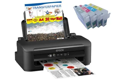 Produktbild von Homeeinsteigerpaket für Sublimationsdruck Nummer 11 - DIN A4 - Epson Inkjet Drucker inkl. 4 Sublimationspatronen plus 50Blatt Transferpapier