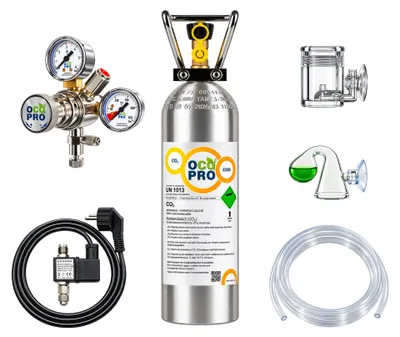 Productafbeelding van CO2-set Aquarium - Tot 350 liter - Met 2 kg fles - Drukregelaar - Magneetventiel