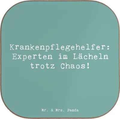 Produktbild von Mr. & Mrs. Panda Untersetzer für Gläser Spruch Krankenpflegehelfer Lächeln - Meeresbrise - Geschenk, Pflege, Geschenke Berufstätige, Berufsalltag, Beruf, Pflegehelden