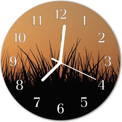 Produktbild von Glasuhr Wanduhr Küchenuhr Echt-Glas 30fi cm Gras orange schwarz