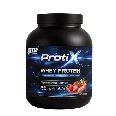 Produktbild von Protix Whey Protein 5 kg | Banane-Erdbeere | 75 % Protein | 3,5 g Kreatin | Aminosäuren & Enzyme