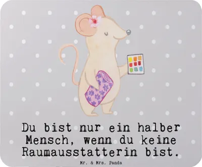 Produktbild von Mr. & Mrs. Panda Mouse Pad Raumausstatterin Herz - Grau Pastell - Geschenk, Mousepad, mauspad laptop, mousematte