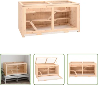 Immagine prodotto di The Living Store Gabbia per criceti 104x52x54 cm in legno massiccio di abete