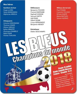 Produktbild von Fußball Mauspad - Frankreich Weltmeister 2018 (23 x 19 cm)