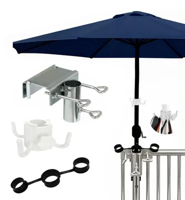 Produktbild von Sonnenschirmhalter Balkongeländer Einstellbar Ø25-38mm Verzinktes Gusseisen