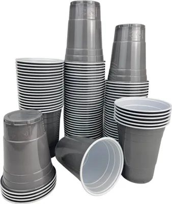 Produktbild von Graue Becher 100 Gray Party-Becher - Beer-Pong American Original 500 ml - Mehrweg Trinkbecher | Bier-Pong - mehrere Farben | 16oz College & Geburtstag