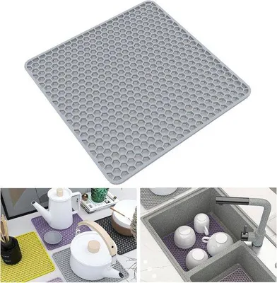 Produktbild von Spülbeckenmatte Silikon Grau - Hitzebeständig, Rutschfest
